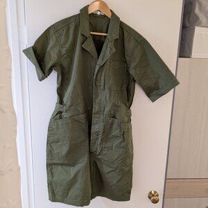 Alex Mill Standard Short Jumpsuit, Cotton Twill Army Green / LG